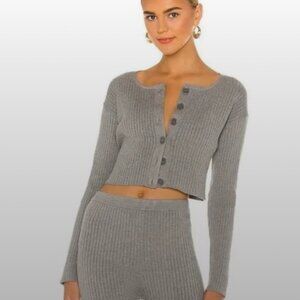 Lovers + Friends Gray Ribbed Cardigan